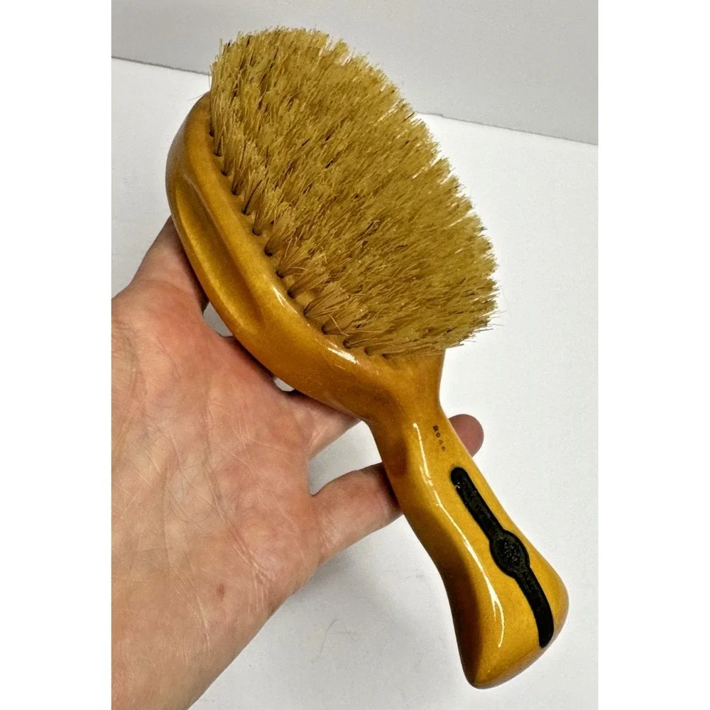 Vintage Royal Sweden Brush Leather Case Wood Handle